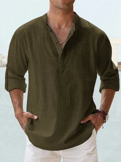 Sommerfeld | Men's Henley Linen Long-Sleeve Shirt