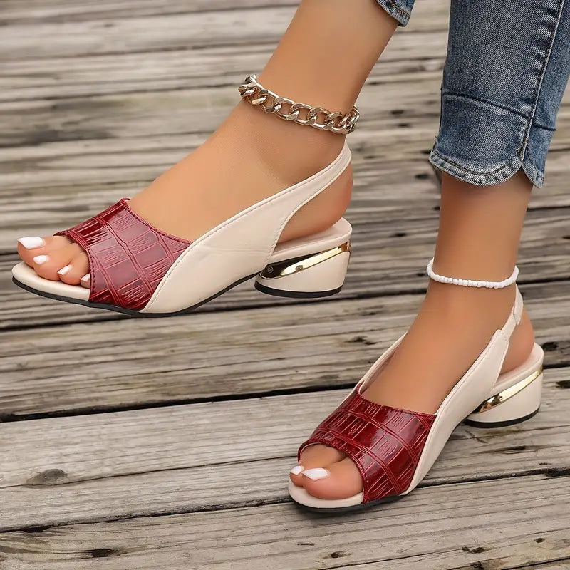Rosalie | Two-Tone Croc Embossed Slingback Sandal