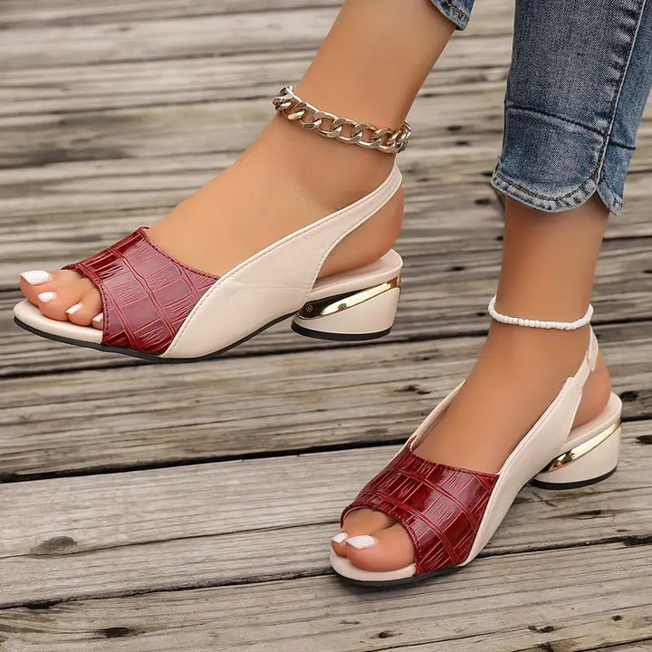 Rosalie | Two-Tone Croc Embossed Slingback Sandal