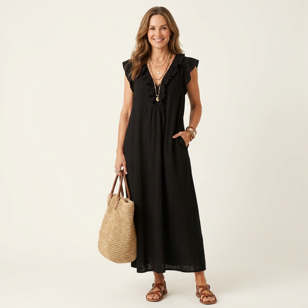 Josie | Ruffle Trim Maxi Dress