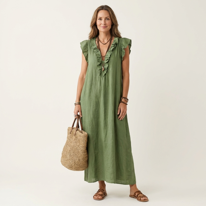 Josie | Ruffle Trim Maxi Dress