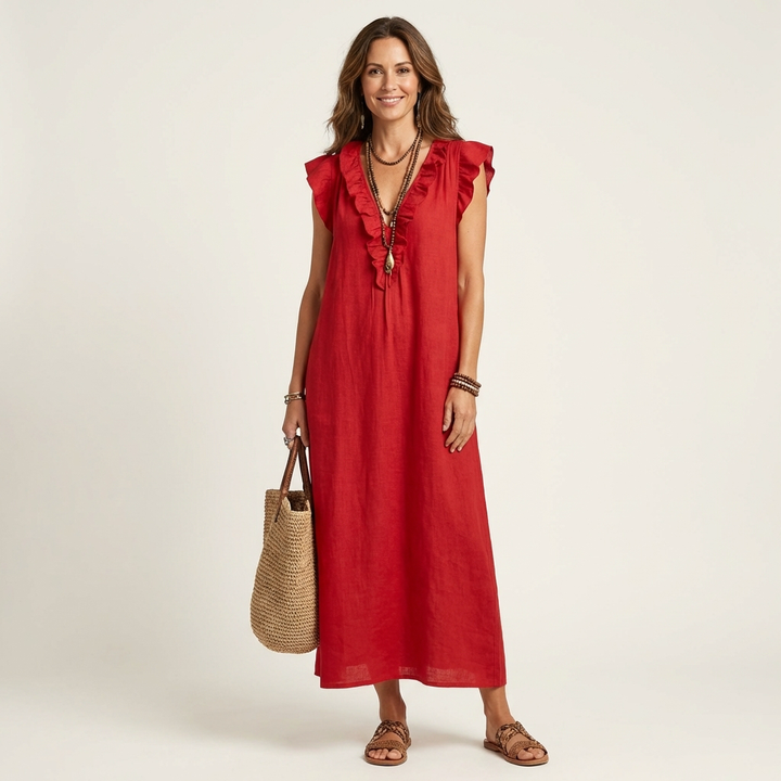 Josie | Ruffle Trim Maxi Dress