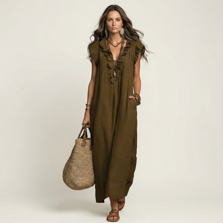 Josie | Ruffle Trim Maxi Dress