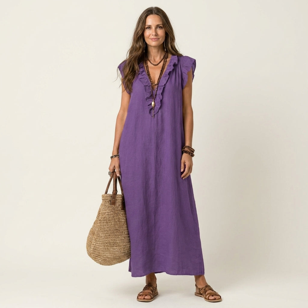 Josie | Ruffle Trim Maxi Dress