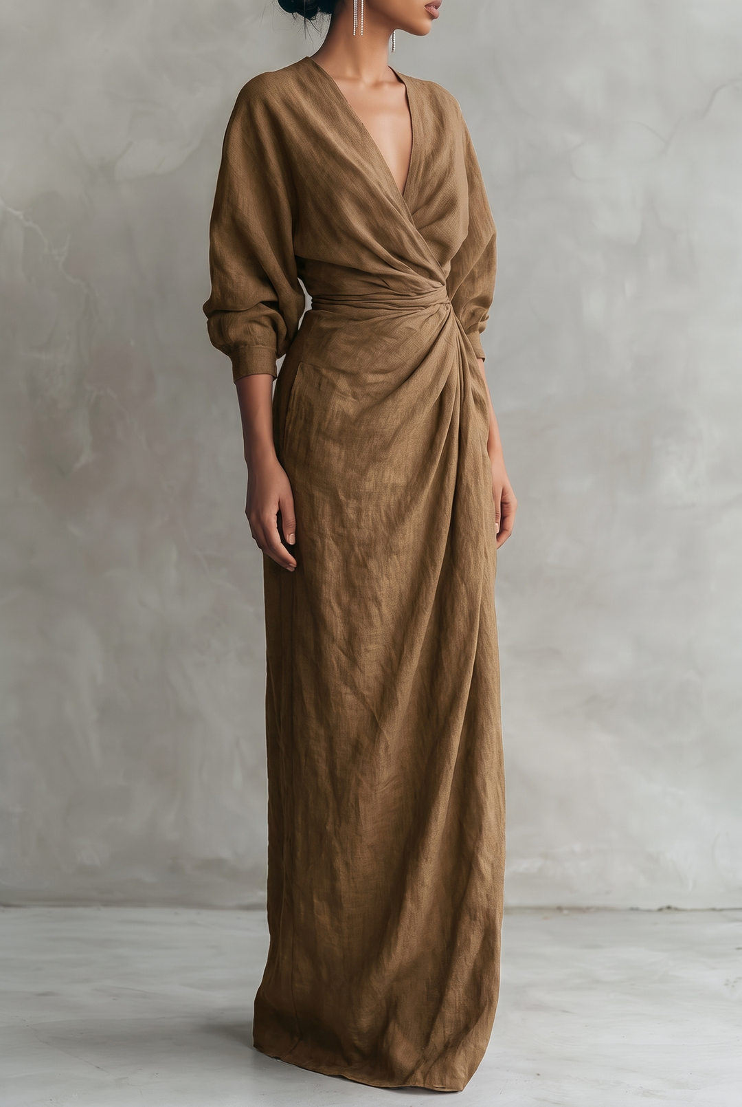 Miriam | Draped Wrap Batwing Maxi Dress
