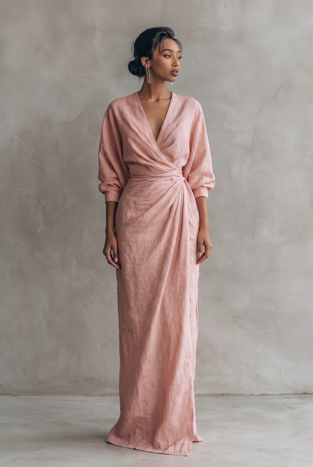 Miriam | Draped Wrap Batwing Maxi Dress