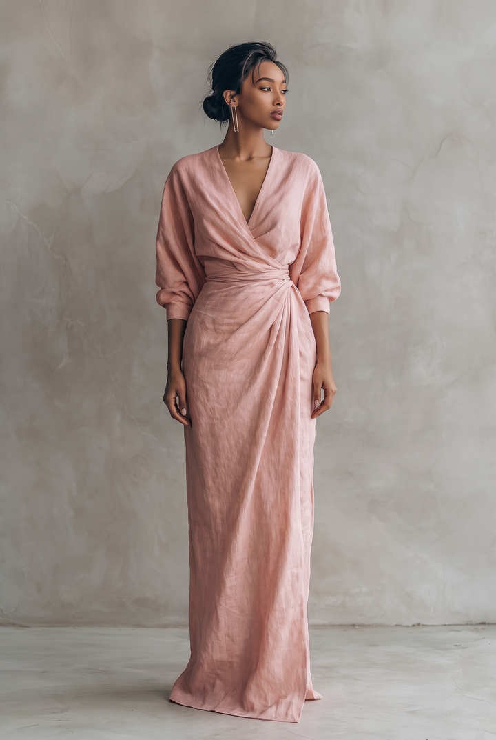 Miriam | Draped Wrap Batwing Maxi Dress