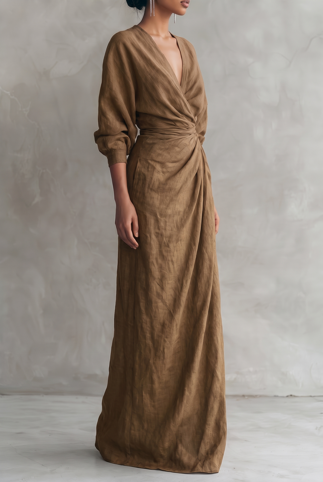 Miriam | Draped Wrap Batwing Maxi Dress
