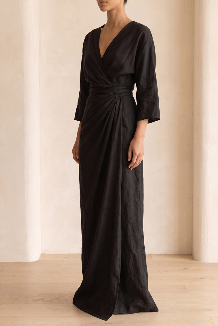 Miriam | Draped Wrap Batwing Maxi Dress