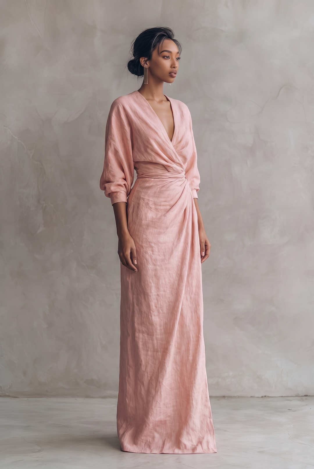 Miriam | Draped Wrap Batwing Maxi Dress