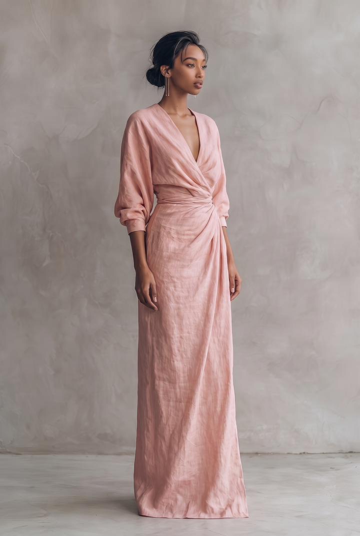 Miriam | Draped Wrap Batwing Maxi Dress