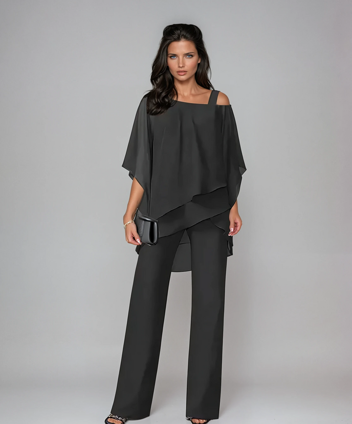 Mariella | Asymmetric Layered Top & Wide-Leg Trouser Set