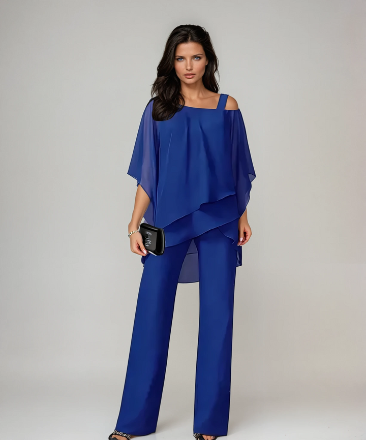 Mariella | Asymmetric Layered Top & Wide-Leg Trouser Set
