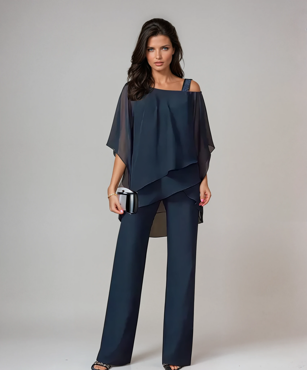 Mariella | Asymmetric Layered Top & Wide-Leg Trouser Set