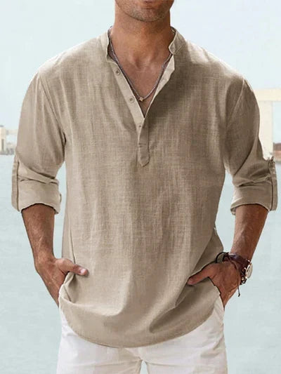 Sommerfeld | Men's Henley Linen Long-Sleeve Shirt