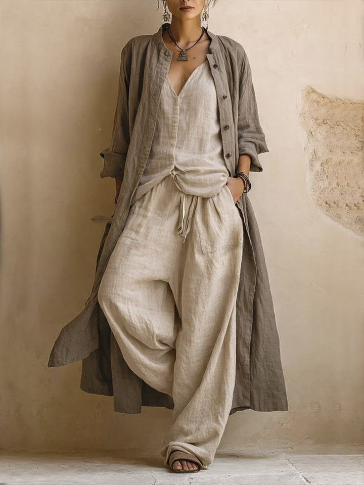 Boema | Linen Duster & Drop-Crotch Set