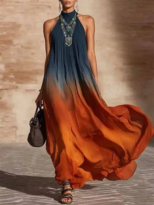 Paula | Halter Neck Ombre Maxi Dress