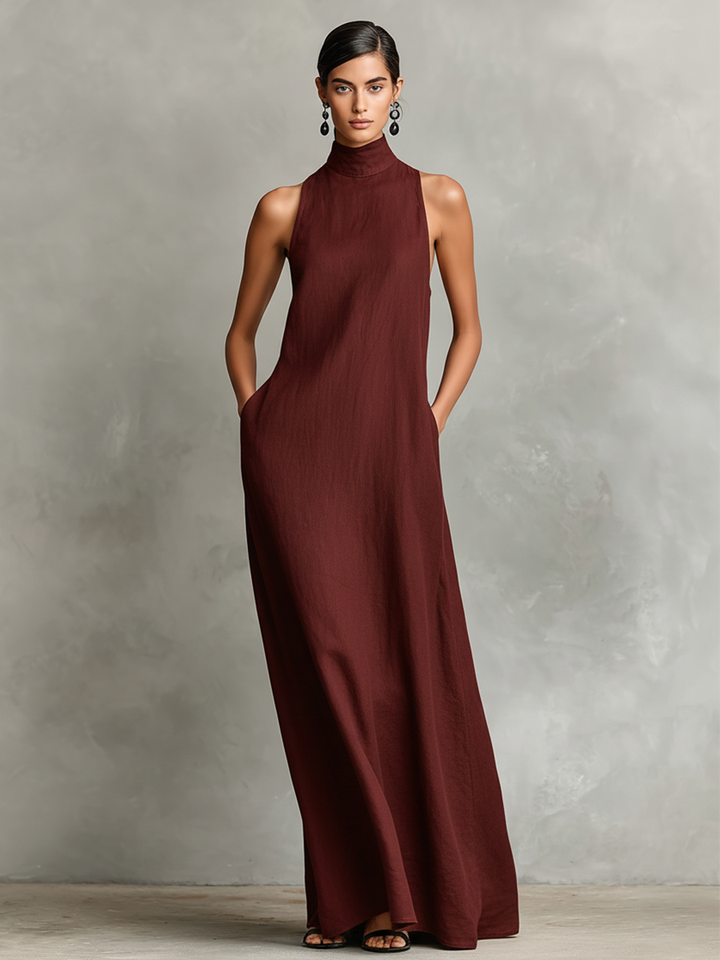 Nerina | Sleeveless Turtleneck Maxi Dress